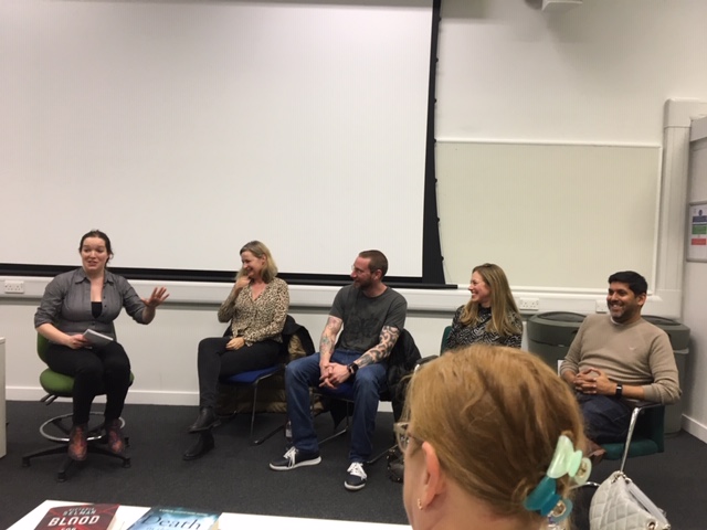 First Monday Crime – November 2019 with Alex North @north_writer, Abir Mukherjee @radiomukers, @louise_candlish, @VictoriaSelman and Sophie Goodfellow @sophieglorita @1stMondayCrime #TheWhisperMan #DeathInTheEast #ThosePeople #SnakesAndLadders